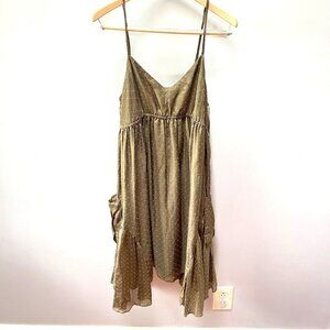 Walter Olive‎ Green Silk Blend Polka Dot Sundress- Size S